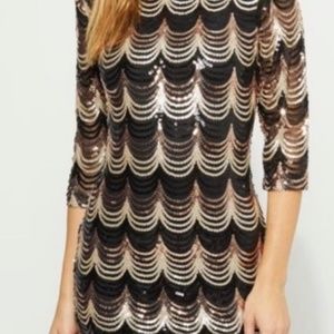 Gold and Black Sequin Classy Party Dress (S/M)